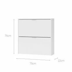 Dmora Meubles D'entrée Et à Chaussures Meuble à Chaussures Avec 2 Portes Effet Bois Blanc -Meubles d'appoint Soldes meuble a chaussures avec 2 portes effet bois blanc 3