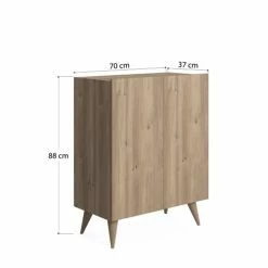 Dmora Meubles D'entrée Et à Chaussures Meuble à Chaussures Avec 2 Portes Effet Bois De Chêne -Meubles d'appoint Soldes meuble a chaussures avec 2 portes effet bois de chene 5