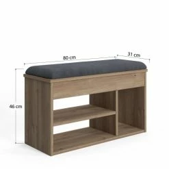 Dmora Meubles D'entrée Et à Chaussures Meuble à Chaussures Avec Assise Effet Bois Chêne 13 Dmora Meubles D'entrée Et à Chaussures Meuble à Chaussures Avec Assise Effet Bois Chêne -Meubles d'appoint Soldes meuble a chaussures avec assise effet bois chene 5