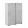 Usinestreet Meubles D'entrée Et à Chaussures Meuble à Chaussures Blanc/béton 2 Portes (28 Paires) L72 X H103cm