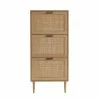 Baita Meubles D'entrée Et à Chaussures Meuble à Chaussures Cannage Rotin 3 Portes 60cm Bois Clair -Meubles d'appoint Soldes meuble a chaussures cannage rotin 3 portes 60cm bois clair