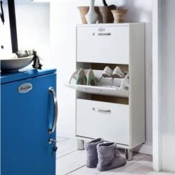 Meubles & Design Meubles D'entrée Et à Chaussures Meuble à Chaussures Design Blanc -Meubles d'appoint Soldes meuble a chaussures design blanc 4