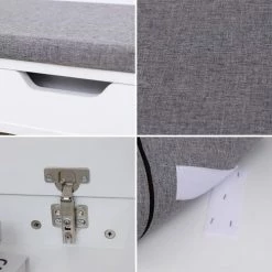 Happy Garden Meubles D'entrée Et à Chaussures Meuble à Chaussures Deux Casiers Avec Coffre Blanc -Meubles d'appoint Soldes meuble a chaussures deux casiers avec coffre blanc 3