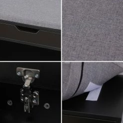 Happy Garden Meubles D'entrée Et à Chaussures Meuble à Chaussures Deux Casiers Avec Coffre Noir -Meubles d'appoint Soldes meuble a chaussures deux casiers avec coffre noir 3