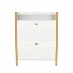 Woodman Meubles D'entrée Et à Chaussures Meuble à Chaussures En Bois 2 Portes Blanc -Meubles d'appoint Soldes meuble a chaussures en bois 2 portes blanc 5