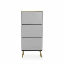 Tenzo Meubles D'entrée Et à Chaussures Meuble à Chaussures En Bois 3 Compartiments Gris Clair