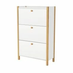 Woodman Meubles D'entrée Et à Chaussures Meuble à Chaussures En Bois 3 Portes Blanc -Meubles d'appoint Soldes meuble a chaussures en bois 3 portes blanc 3