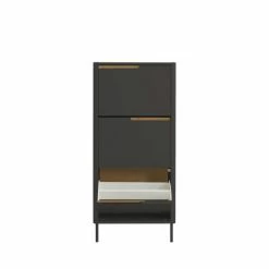 Tenzo Meubles D'entrée Et à Chaussures Meuble à Chaussures En Bois 3 Portes H131cm Gris Anthracite -Meubles d'appoint Soldes meuble a chaussures en bois 3 portes h131cm gris anthracite 2