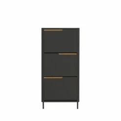 Tenzo Meubles D'entrée Et à Chaussures Meuble à Chaussures En Bois 3 Portes H131cm Gris Anthracite