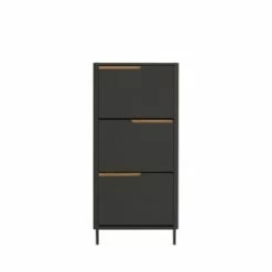 Tenzo Meubles D'entrée Et à Chaussures Meuble à Chaussures En Bois 3 Portes H131cm Gris Anthracite -Meubles d'appoint Soldes meuble a chaussures en bois 3 portes h131cm gris anthracite 3