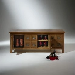 Robin Des Bois Meubles D'entrée Et à Chaussures Meuble à Chaussures En Bois Teinté Foncé -Meubles d'appoint Soldes meuble a chaussures en bois teinte fonce 2