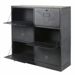 Nouveaux produits -Meubles d'appoint Soldes meuble a chaussures en metal noir finition mate et patinee l103 1000 12 0 209469 2