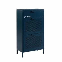 Pantone Meubles D'entrée Et à Chaussures Meuble à Chaussures Métal Bleu Nuit 3 Portes -Meubles d'appoint Soldes meuble a chaussures metal bleu nuit 3 portes 2