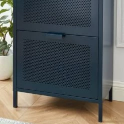 Pantone Meubles D'entrée Et à Chaussures Meuble à Chaussures Métal Bleu Nuit 3 Portes -Meubles d'appoint Soldes meuble a chaussures metal bleu nuit 3 portes 4