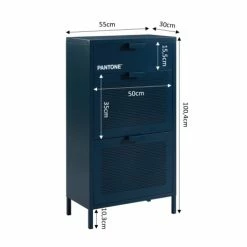 Pantone Meubles D'entrée Et à Chaussures Meuble à Chaussures Métal Bleu Nuit 3 Portes -Meubles d'appoint Soldes meuble a chaussures metal bleu nuit 3 portes 5