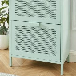 Pantone Meubles D'entrée Et à Chaussures Meuble à Chaussures Métal Vert Menthe 3 Portes -Meubles d'appoint Soldes meuble a chaussures metal vert menthe 3 portes 4