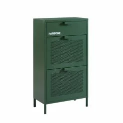Pantone Meubles D'entrée Et à Chaussures Meuble à Chaussures Métal Vert Olive 3 Portes -Meubles d'appoint Soldes meuble a chaussures metal vert olive 3 portes 2