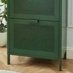 Pantone Meubles D'entrée Et à Chaussures Meuble à Chaussures Métal Vert Olive 3 Portes -Meubles d'appoint Soldes meuble a chaussures metal vert olive 3 portes 4