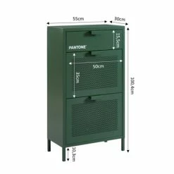 Pantone Meubles D'entrée Et à Chaussures Meuble à Chaussures Métal Vert Olive 3 Portes -Meubles d'appoint Soldes meuble a chaussures metal vert olive 3 portes 5