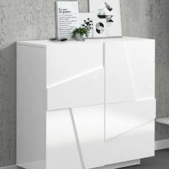 Nouveaux produits -Meubles d'appoint Soldes meuble a chaussures moderne effet bois blanc 1