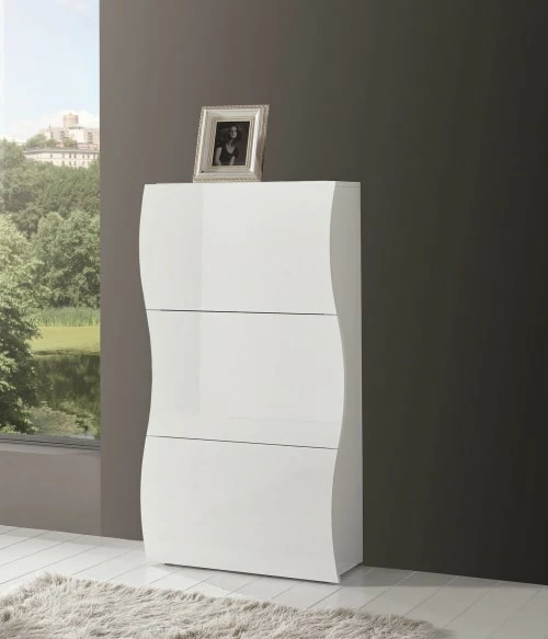 Dmora Meubles D'entrée Et à Chaussures Meuble à Chaussures Moderne Effet Bois Blanc Brillant 4 Dmora Meubles D'entrée Et à Chaussures Meuble à Chaussures Moderne Effet Bois Blanc Brillant – Image 2