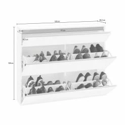 Dmora Meubles D'entrée Et à Chaussures Meuble à Chaussures Moderne Effet Bois Blanc Brillant -Meubles d'appoint Soldes meuble a chaussures moderne effet bois blanc brillant 4