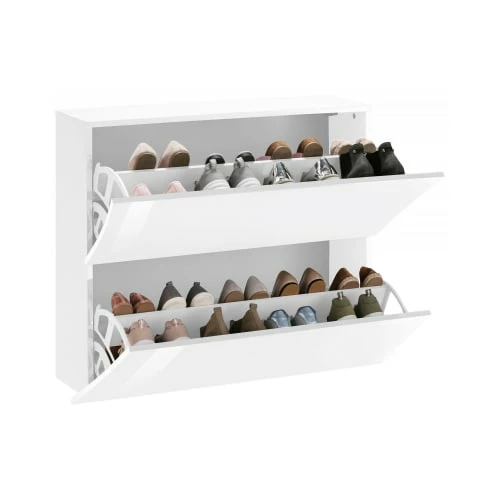 Dmora Meubles D'entrée Et à Chaussures Meuble à Chaussures Moderne Effet Bois Blanc Brillant 5 Dmora Meubles D'entrée Et à Chaussures Meuble à Chaussures Moderne Effet Bois Blanc Brillant – Image 3