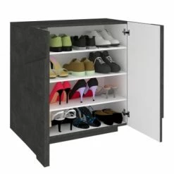 Dmora Meubles D'entrée Et à Chaussures Meuble à Chaussures Moderne Effet Bois Gris -Meubles d'appoint Soldes meuble a chaussures moderne effet bois gris 3