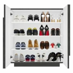 Dmora Meubles D'entrée Et à Chaussures Meuble à Chaussures Moderne Effet Bois Gris -Meubles d'appoint Soldes meuble a chaussures moderne effet bois gris 5