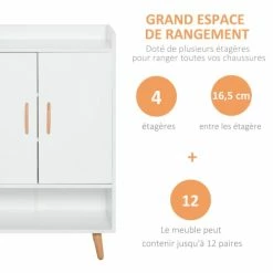 Homcom Meubles D'entrée Et à Chaussures Meuble à Chaussures Scandinave Placard 2 Portes 4 étagères Blanc 11 Homcom Meubles D'entrée Et à Chaussures Meuble à Chaussures Scandinave Placard 2 Portes 4 étagères Blanc -Meubles d'appoint Soldes meuble a chaussures scandinave placard 2 portes 4 etageres blanc 3