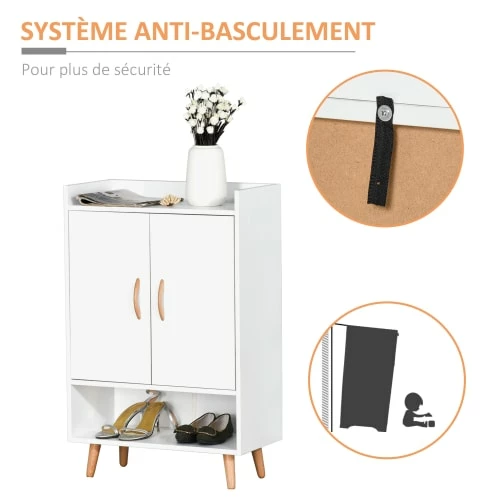 Homcom Meubles D'entrée Et à Chaussures Meuble à Chaussures Scandinave Placard 2 Portes 4 étagères Blanc 8 Homcom Meubles D'entrée Et à Chaussures Meuble à Chaussures Scandinave Placard 2 Portes 4 étagères Blanc – Image 6