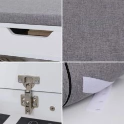 Happy Garden Meubles D'entrée Et à Chaussures Meuble à Chaussures Trois Casiers Avec Coffre Blanc -Meubles d'appoint Soldes meuble a chaussures trois casiers avec coffre blanc 3