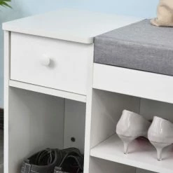 Homcom Meubles D'entrée Et à Chaussures Meuble Chaussures Banc Niche Tiroir Coffre Intégré Coussin Gris Blanc 12 Homcom Meubles D'entrée Et à Chaussures Meuble Chaussures Banc Niche Tiroir Coffre Intégré Coussin Gris Blanc -Meubles d'appoint Soldes meuble chaussures banc niche tiroir coffre integre coussin gris blanc 4