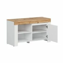 Brw Meubles D'entrée Et à Chaussures Meuble Chaussures Bas Blanc Et Naturel -Meubles d'appoint Soldes meuble chaussures bas blanc et naturel 2