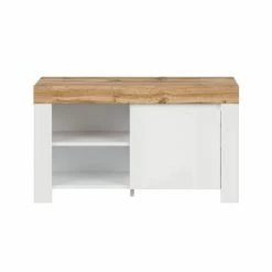 Brw Meubles D'entrée Et à Chaussures Meuble Chaussures Bas Blanc Et Naturel