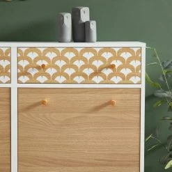 Baita Meubles D'entrée Et à Chaussures Meuble Chaussures Blanc Et Effet Chêne 4 Portes Et 2 -Meubles d'appoint Soldes meuble chaussures blanc et effet chene 4 portes et 2 4