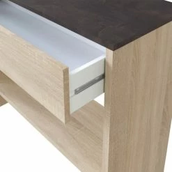 HOMN Meubles D'entrée Et à Chaussures Meuble D'entrée 1 Tiroir Et Miroir, Chêne Et Rouille, 92 Cm Largeur -Meubles d'appoint Soldes meuble d entree 1 tiroir et miroir chene et rouille 92 cm largeur 3