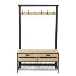 Maisons Du Monde Meubles D'entrée Et à Chaussures Meuble D'entrée 6 Patères 2 Tiroirs En Métal Et Manguier