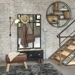 Maisons Du Monde Meubles D'entrée Et à Chaussures Meuble D'entrée Avec Miroir En Métal Noir -Meubles d'appoint Soldes meuble d entree avec miroir en metal noir 1000 15 6 146827 9