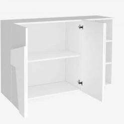 Dmora Meubles D'entrée Et à Chaussures Meuble D'entrée Effet Bois Blanc Brillant -Meubles d'appoint Soldes meuble d entree effet bois blanc brillant 7