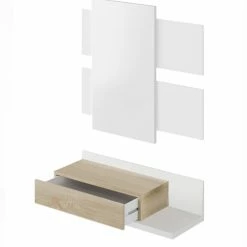 Dmora Meubles D'entrée Et à Chaussures Meuble D'entrée Effet Bois Blanc Et Noyer
