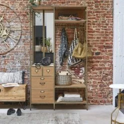 Maisons Du Monde Meubles D'entrée Et à Chaussures Meuble D'entrée Industriel 4 Tiroirs En Métal Coloris Laiton Patiné Et Vieilli -Meubles d'appoint Soldes meuble d entree industriel 4 tiroirs en metal coloris laiton patine et vieilli 1000 5 1 219679 4