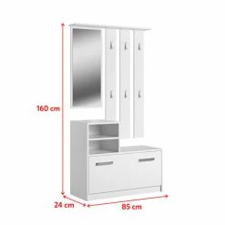 Selsey Meubles D'entrée Et à Chaussures Meuble D’entrée Multifonctionnel 85 Cm 1 Miroir Blanc -Meubles d'appoint Soldes meuble d entree multifonctionnel 85 cm 1 miroir blanc 2