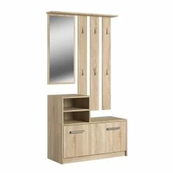 Selsey Meubles D'entrée Et à Chaussures Meuble D’entrée Multifonctionnel 85 Cm 1 Miroir Chêne Sonoma