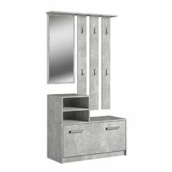 Selsey Meubles D'entrée Et à Chaussures Meuble D’entrée Multifonctionnel 85 Cm 1 Miroir Effet Béton