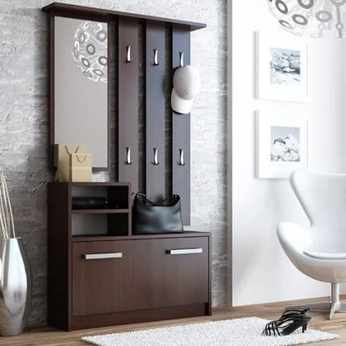 Selsey Meubles D'entrée Et à Chaussures Meuble D’entrée Multifonctionnel 85 Cm 1 Miroir Wenge 4 Selsey Meubles D'entrée Et à Chaussures Meuble D’entrée Multifonctionnel 85 Cm 1 Miroir Wenge – Image 2