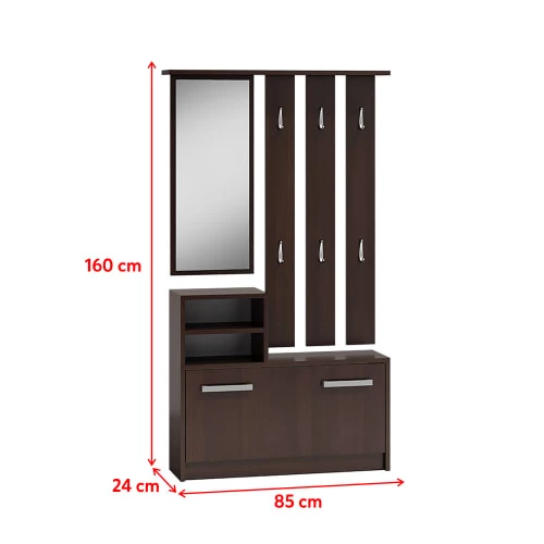 Selsey Meubles D'entrée Et à Chaussures Meuble D’entrée Multifonctionnel 85 Cm 1 Miroir Wenge 5 Selsey Meubles D'entrée Et à Chaussures Meuble D’entrée Multifonctionnel 85 Cm 1 Miroir Wenge – Image 3