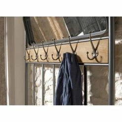 MACABANE Portemanteaux Et Patères Meuble D'entrée Porte-manteau Miroir 2 étagères Sapin Métal -Meubles d'appoint Soldes meuble d entree porte manteau miroir 2 etageres sapin metal 3