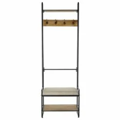 Wadiga Portemanteaux Et Patères Meuble D'entrée Portemanteau Et Banc - 66x40x201cm -Meubles d'appoint Soldes meuble d entree portemanteau et banc 66x40x201cm 1