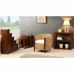 MACABANE Meubles D'entrée Et à Chaussures Meuble Escalier En Mindi 105x102cm -Meubles d'appoint Soldes meuble escalier en mindi 105x102cm 4